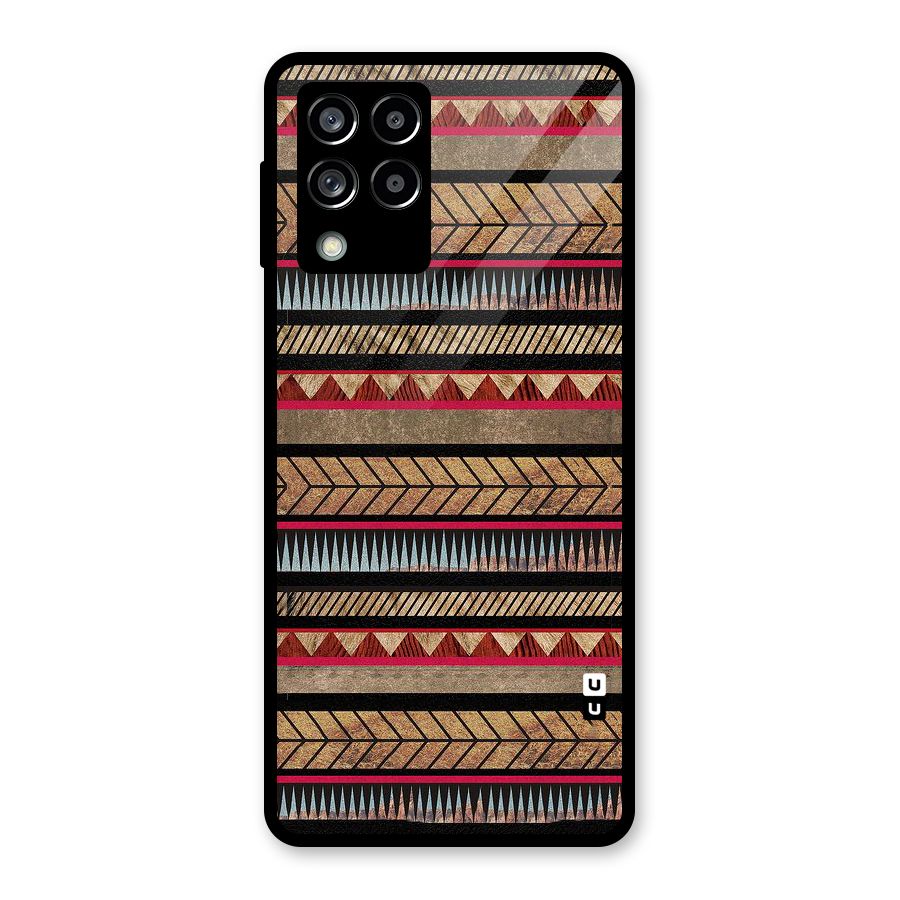 Red Indie Pattern Glass Back Case for Galaxy M53 5G
