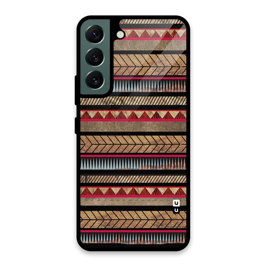 Red Indie Pattern Glass Back Case for Galaxy S22 5G