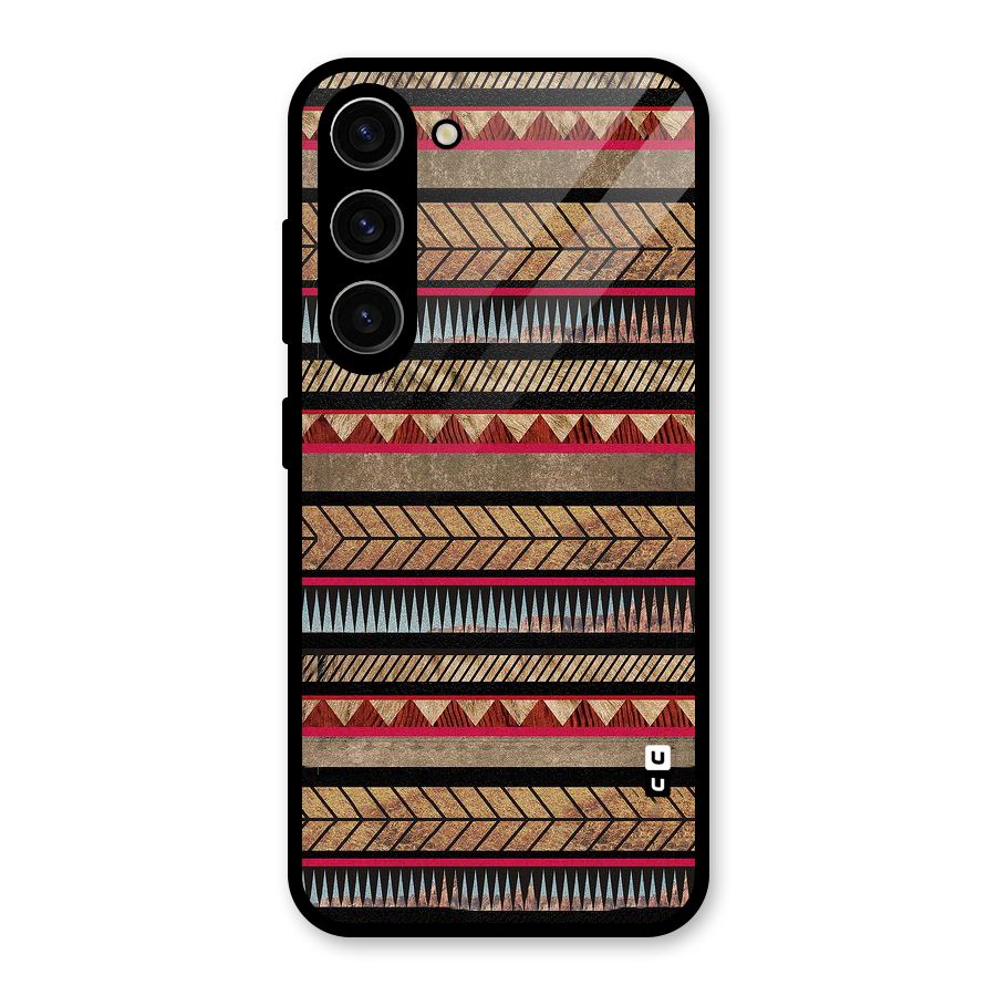 Red Indie Pattern Glass Back Case for Galaxy S23