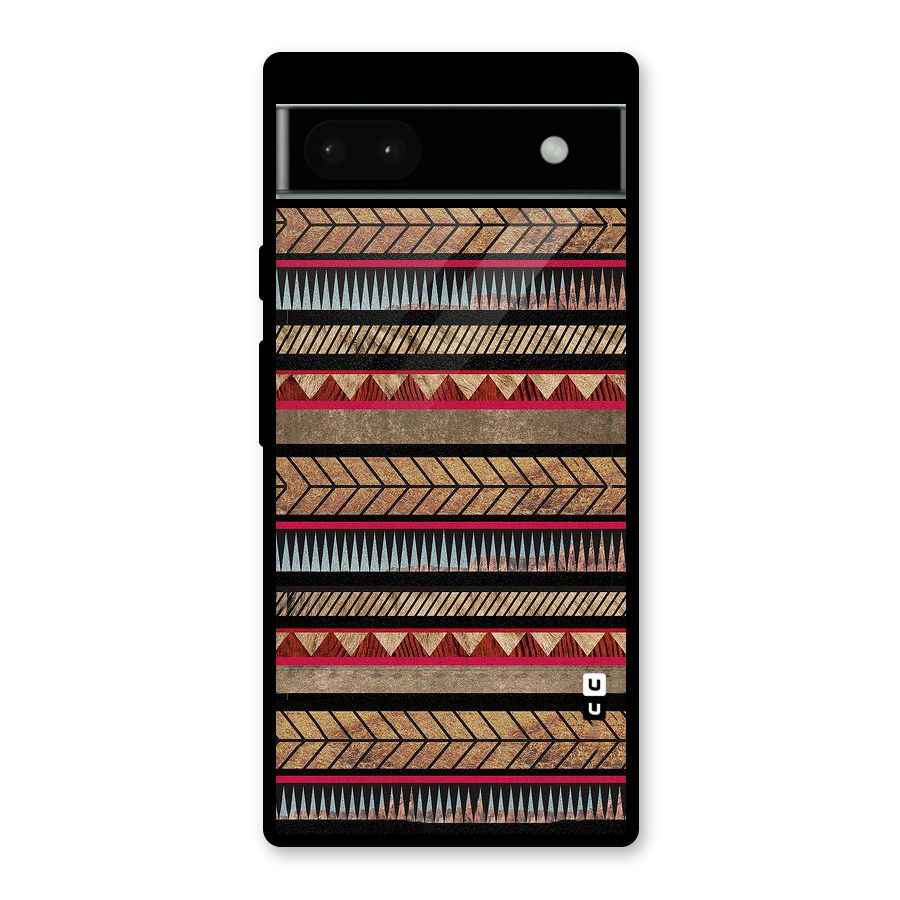 Red Indie Pattern Glass Back Case for Google Pixel 6a