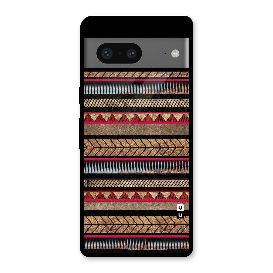 Red Indie Pattern Glass Back Case for Google Pixel 7