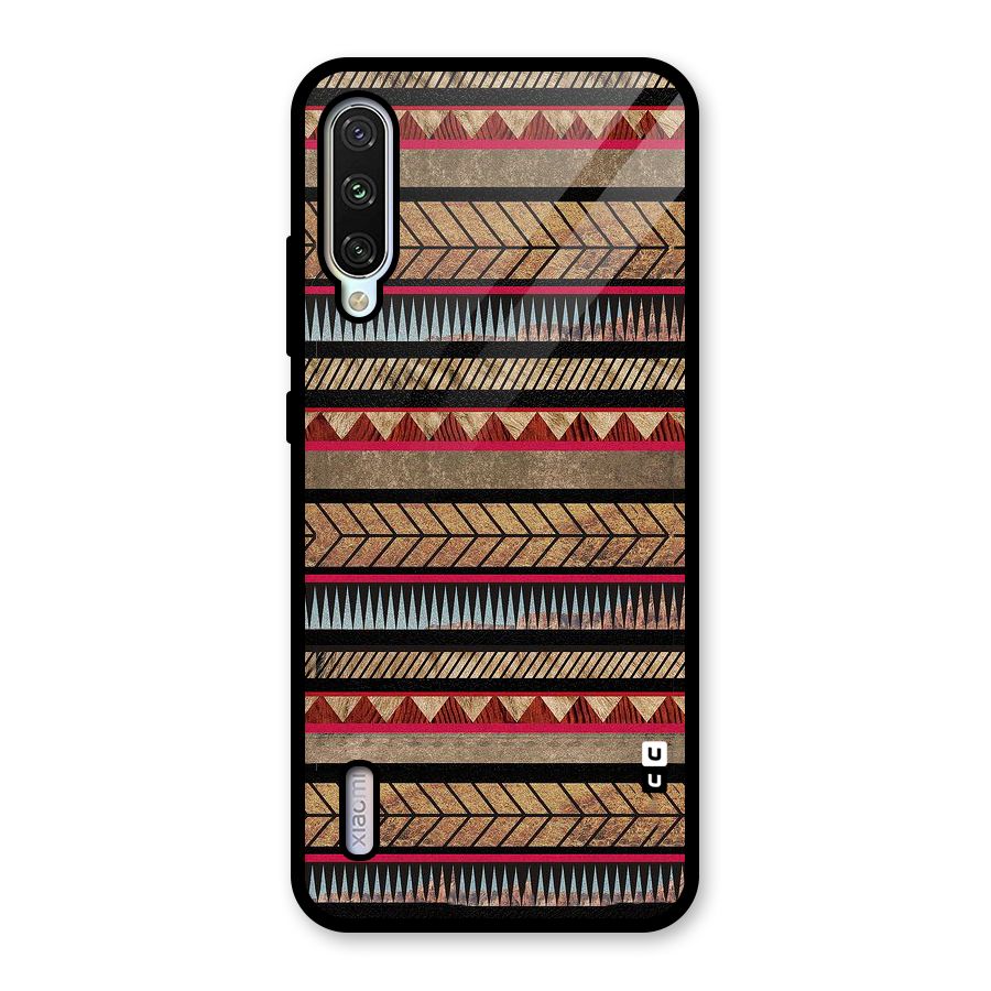 Red Indie Pattern Glass Back Case for Mi A3