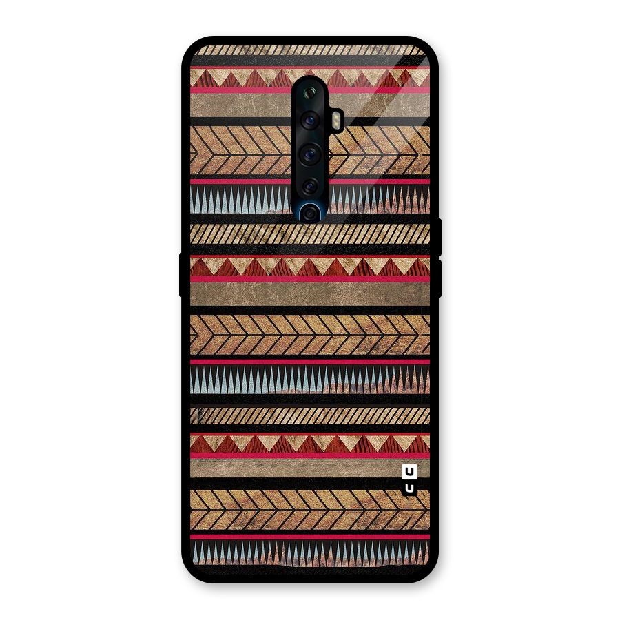 Red Indie Pattern Glass Back Case for Oppo Reno2 F