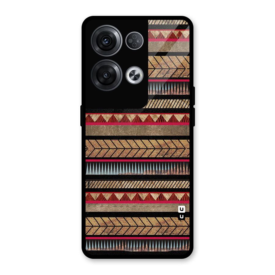 Red Indie Pattern Glass Back Case for Oppo Reno8 Pro 5G