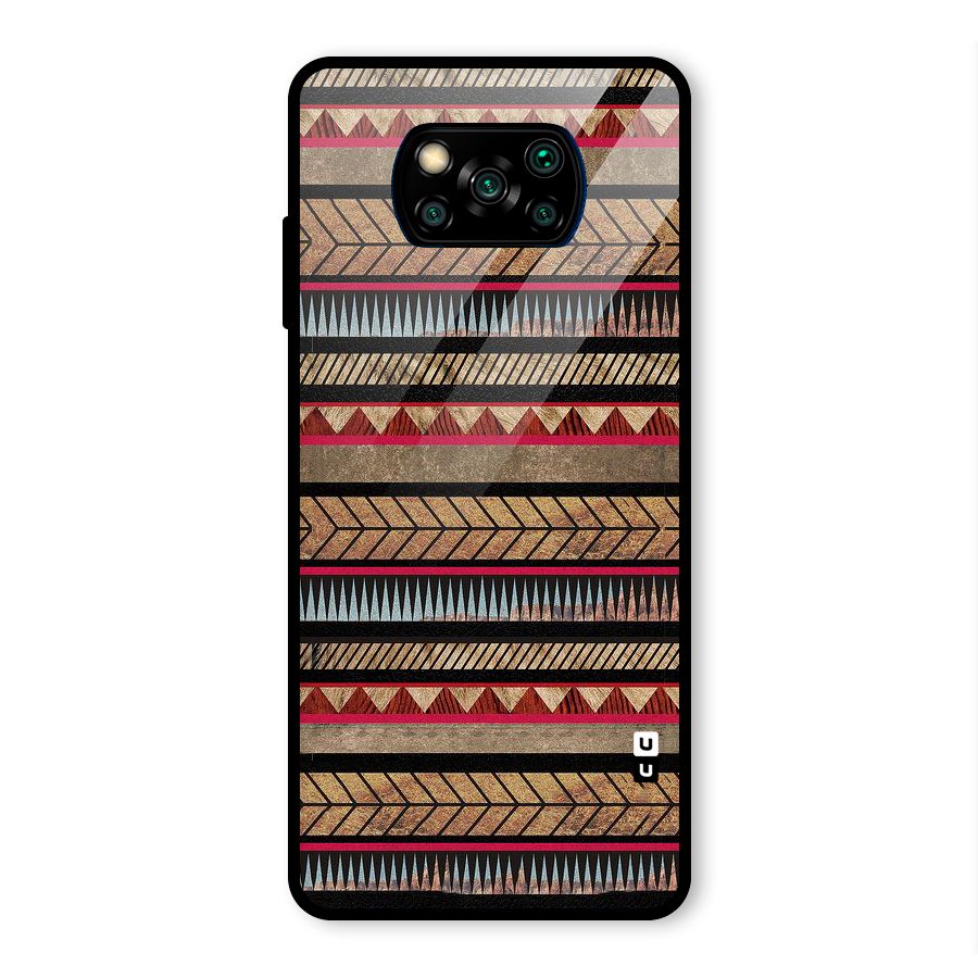 Red Indie Pattern Glass Back Case for Poco X3 Pro