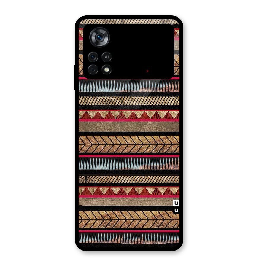 Red Indie Pattern Glass Back Case for Poco X4 Pro 5G