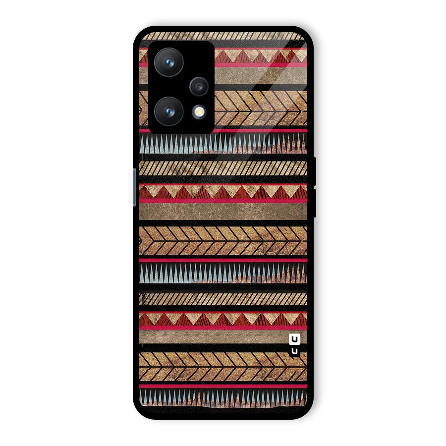 Red Indie Pattern Glass Back Case for Realme 9 Pro 5G