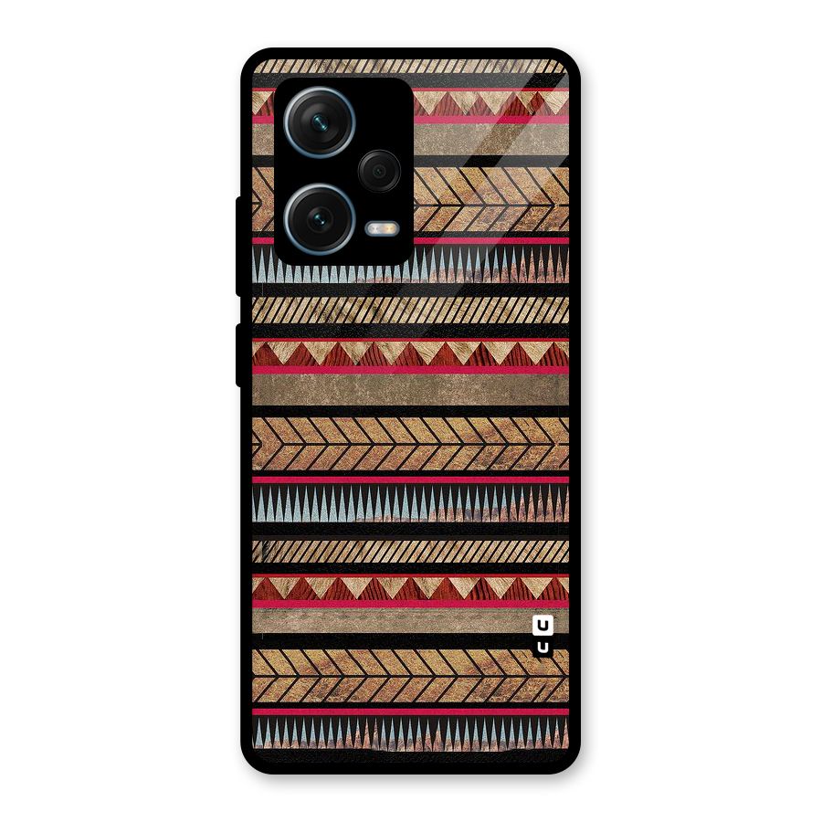 Red Indie Pattern Glass Back Case for Redmi Note 12 Pro Plus 5G