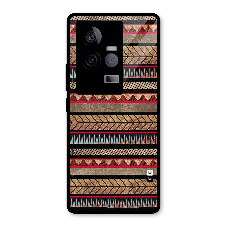 Red Indie Pattern Glass Back Case for Vivo iQOO 11 5G