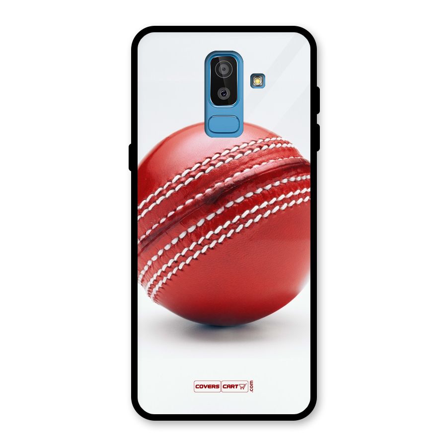 Red International Cricket Ball Glass Back Case for Galaxy J8
