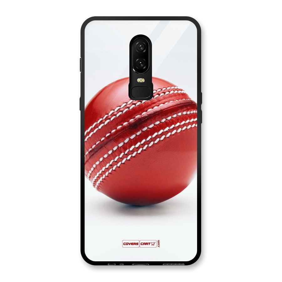 Red International Cricket Ball Glass Back Case for OnePlus 6