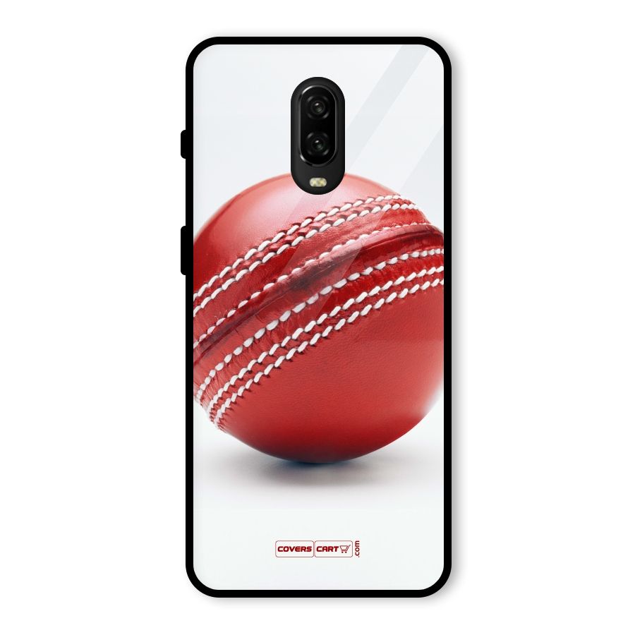 Red International Cricket Ball Glass Back Case for OnePlus 6T