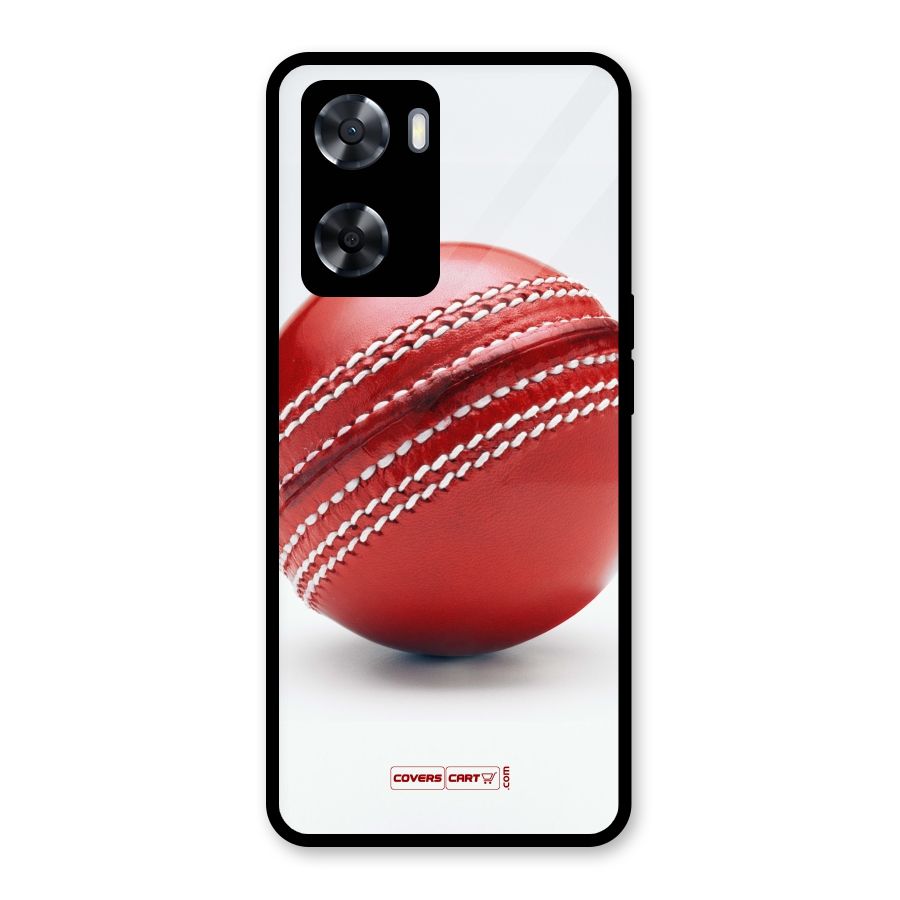 Red International Cricket Ball Glass Back Case for Oppo A57 2022