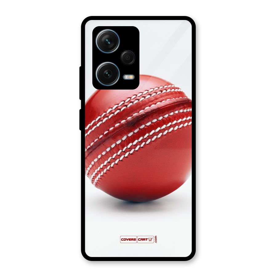 Red International Cricket Ball Glass Back Case for Redmi Note 12 Pro Plus 5G