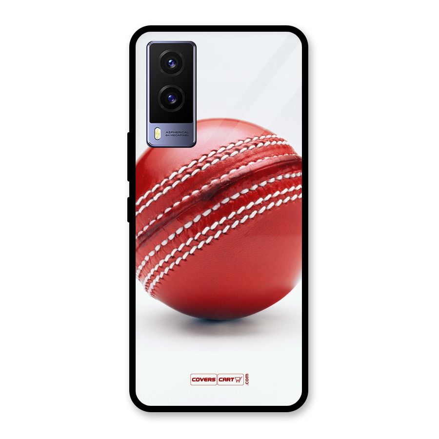 Red International Cricket Ball Glass Back Case for Vivo V21e 5G