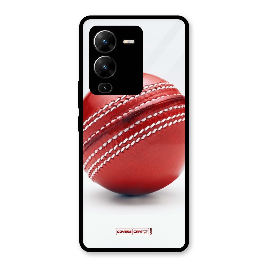 Red International Cricket Ball Glass Back Case for Vivo V25 Pro