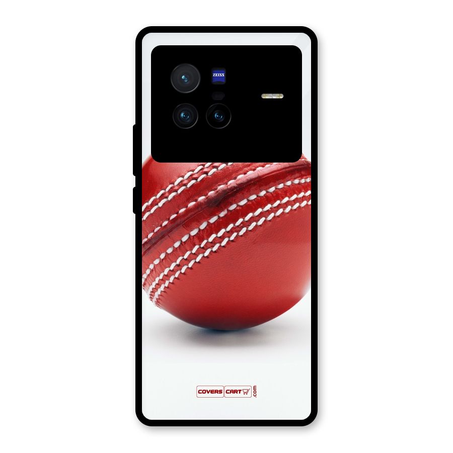 Red International Cricket Ball Glass Back Case for Vivo X80