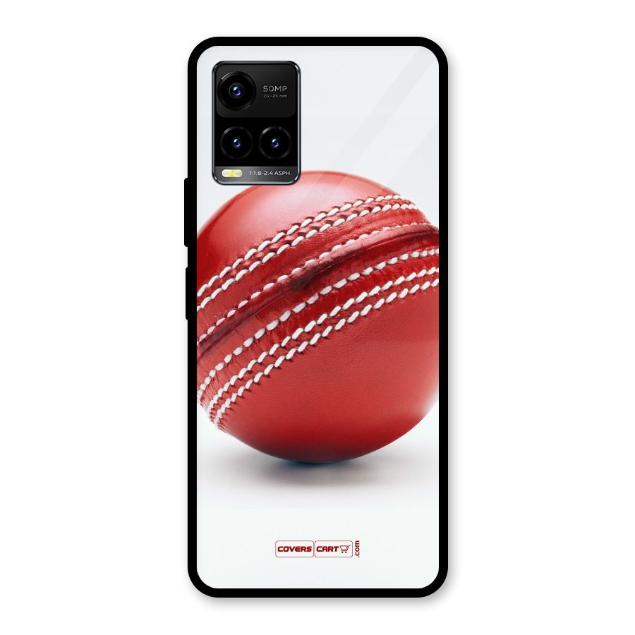 Red International Cricket Ball Glass Back Case for Vivo Y21A