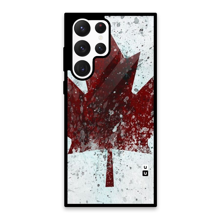 Red Maple Snow Glass Back Case for Galaxy S22 Ultra 5G