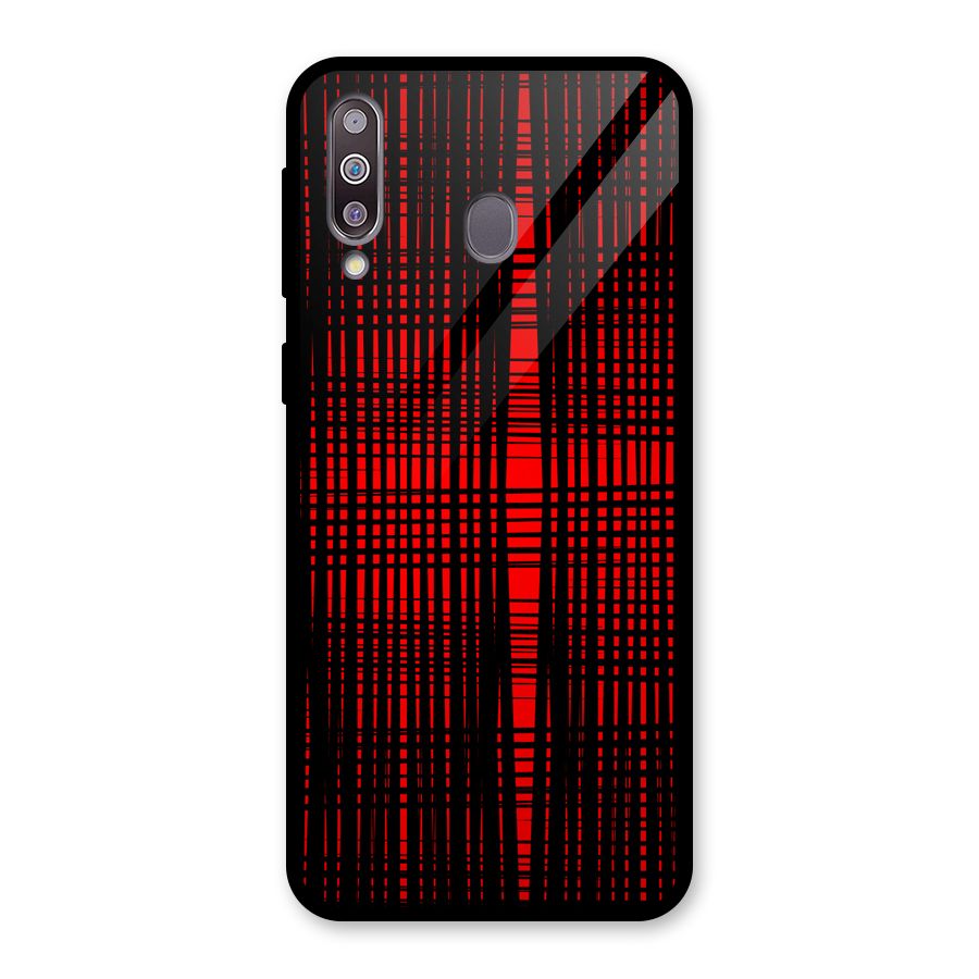 Red Net Design Glass Back Case for Galaxy M30