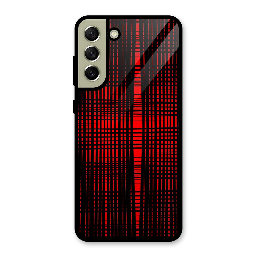 Red Net Design Glass Back Case for Galaxy S21 FE 5G