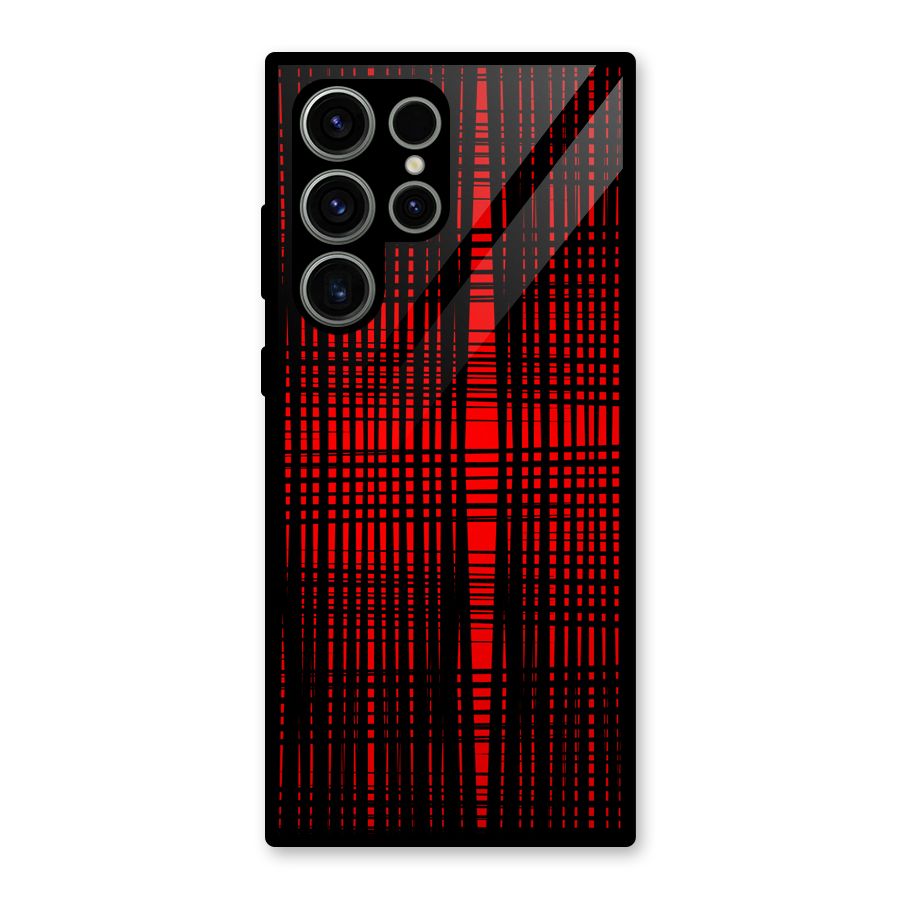 Red Net Design Glass Back Case for Galaxy S23 Ultra