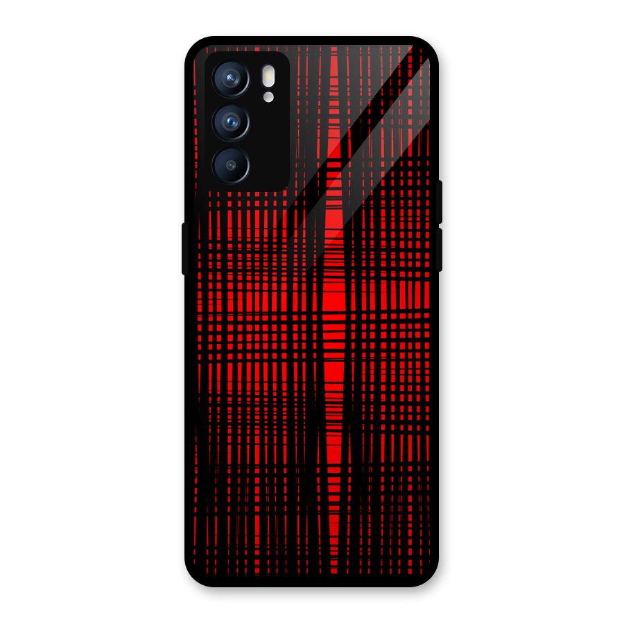 Red Net Design Glass Back Case for Oppo Reno6 5G