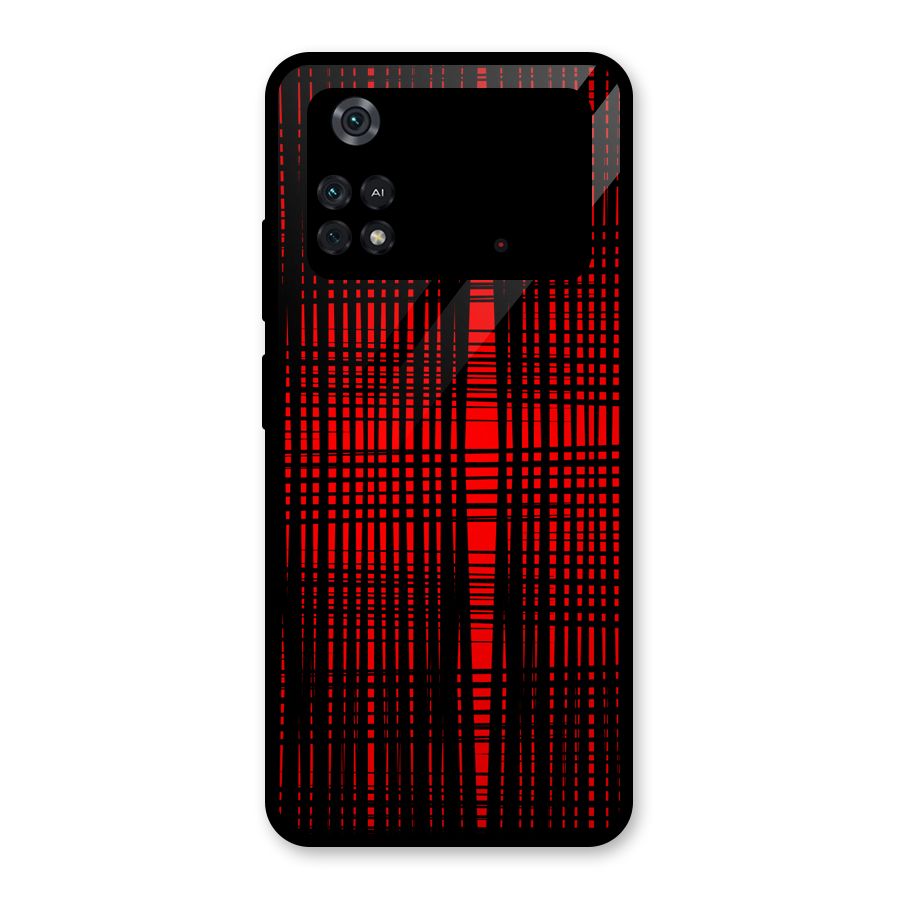 Red Net Design Glass Back Case for Poco M4 Pro 4G