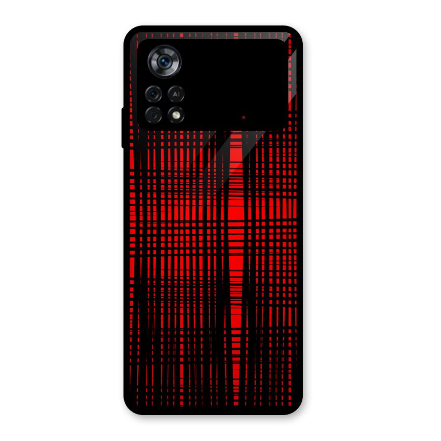 Red Net Design Glass Back Case for Poco X4 Pro 5G