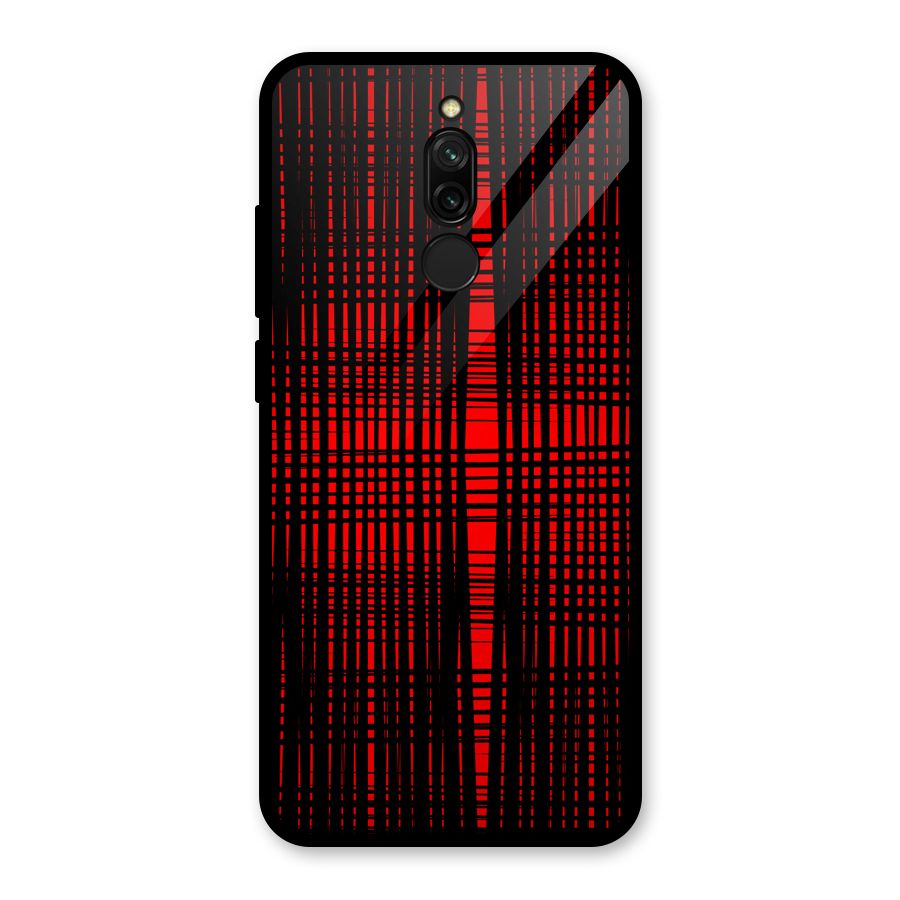 Red Net Design Glass Back Case for Redmi 8