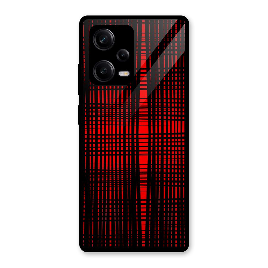 Red Net Design Glass Back Case for Redmi Note 12 Pro