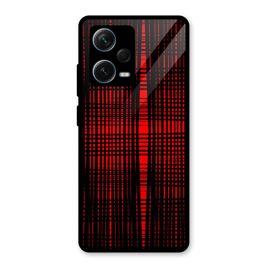 Red Net Design Glass Back Case for Redmi Note 12 Pro Plus 5G