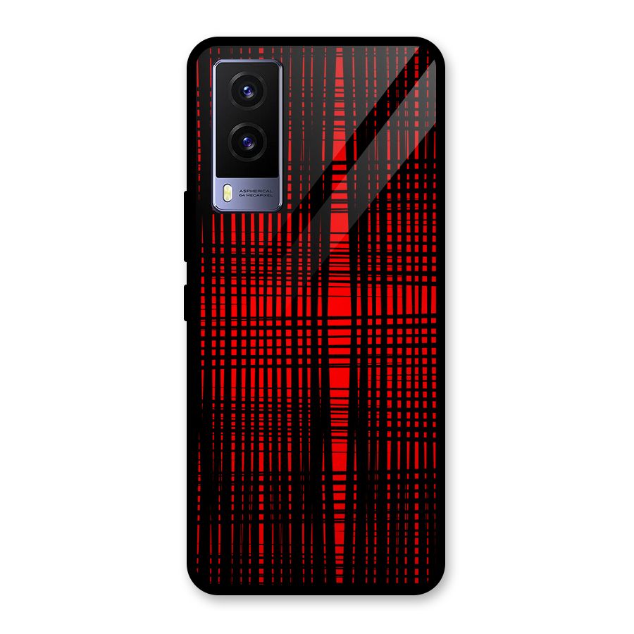 Red Net Design Glass Back Case for Vivo V21e 5G