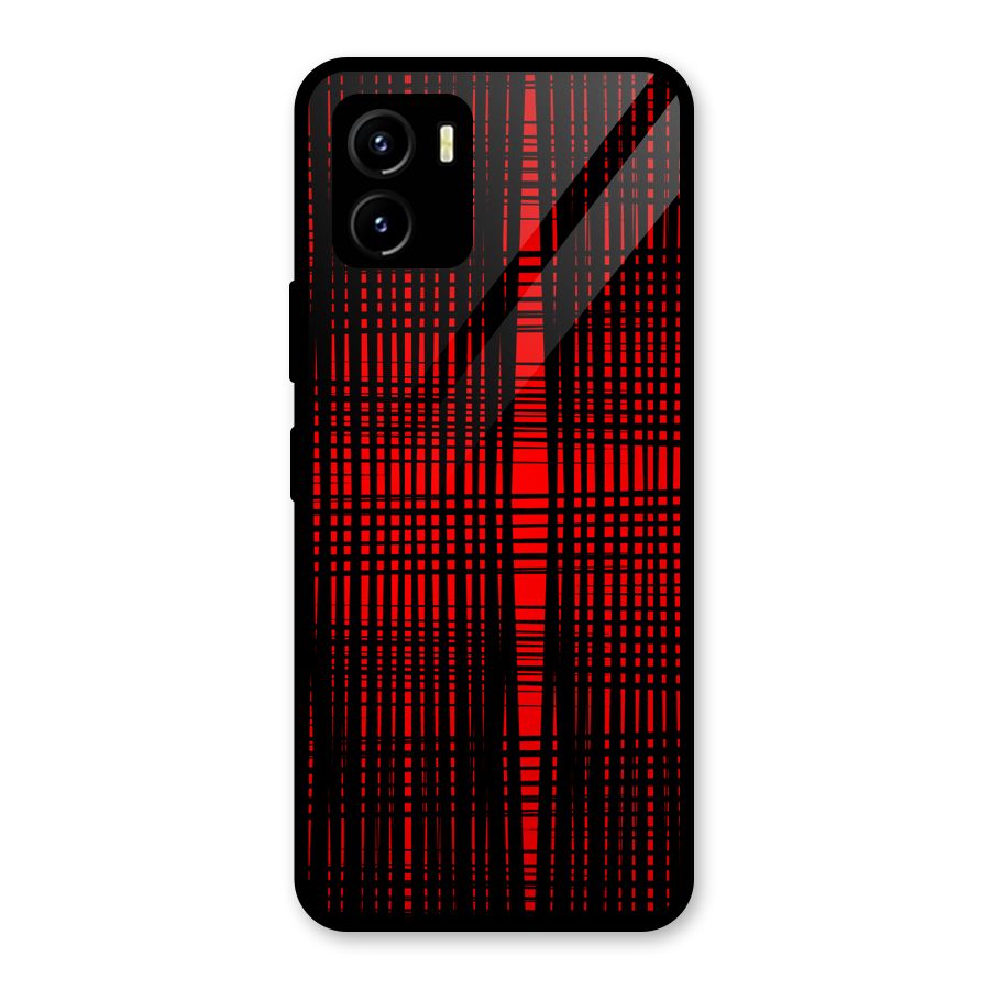 Red Net Design Glass Back Case for Vivo Y15s