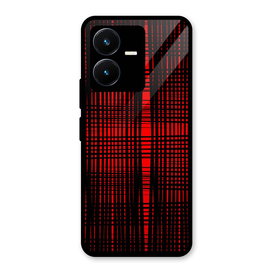 Red Net Design Glass Back Case for Vivo Y22