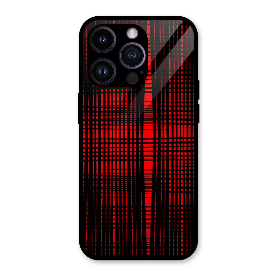 Red Net Design Glass Back Case for iPhone 14 Pro