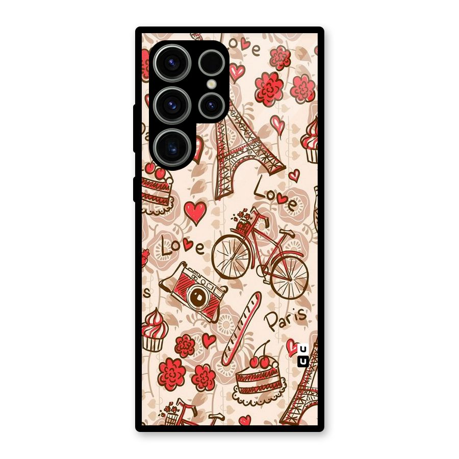 Red Peach City Glass Back Case for Galaxy S23 Ultra