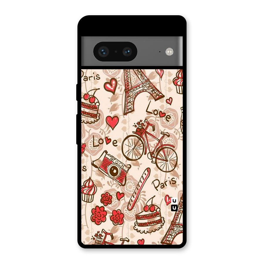 Red Peach City Glass Back Case for Google Pixel 7