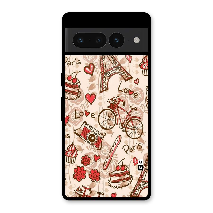 Red Peach City Glass Back Case for Google Pixel 7 Pro