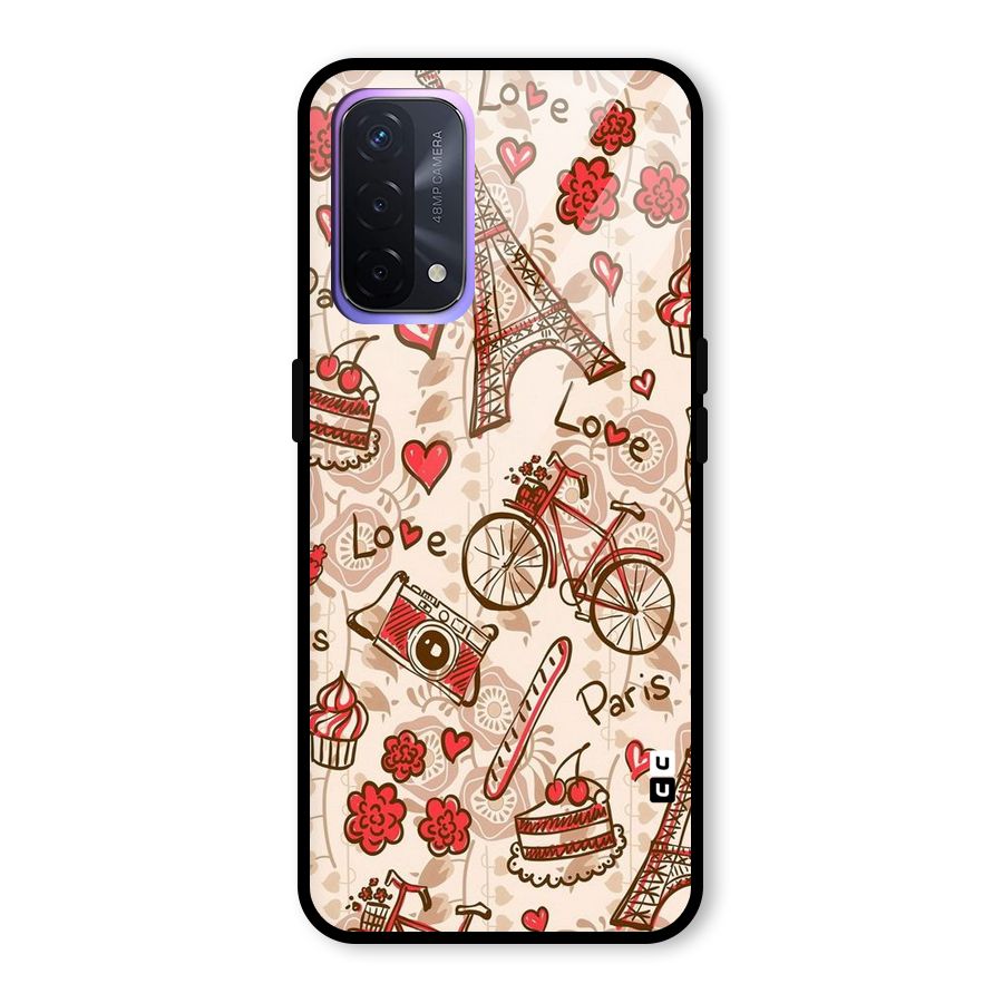 Red Peach City Glass Back Case for Oppo A74 5G