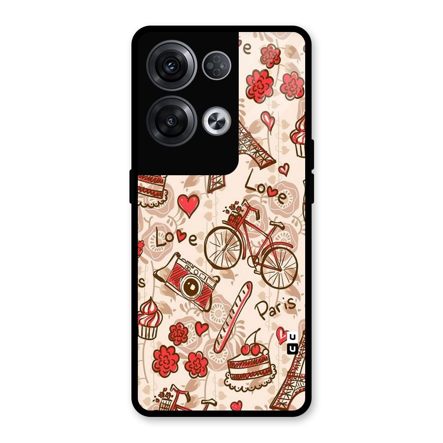 Red Peach City Glass Back Case for Oppo Reno8 Pro 5G