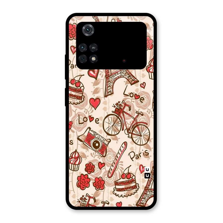 Red Peach City Glass Back Case for Poco M4 Pro 4G