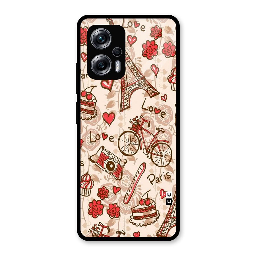 Red Peach City Glass Back Case for Redmi K50i