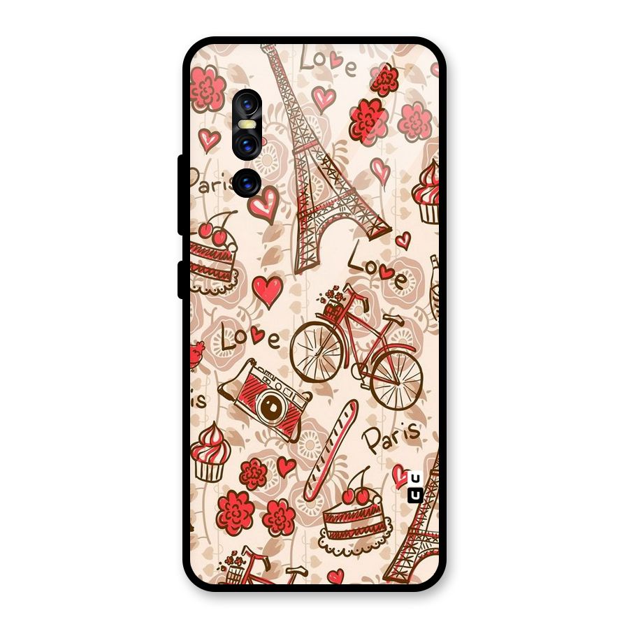 Red Peach City Glass Back Case for Vivo V15 Pro
