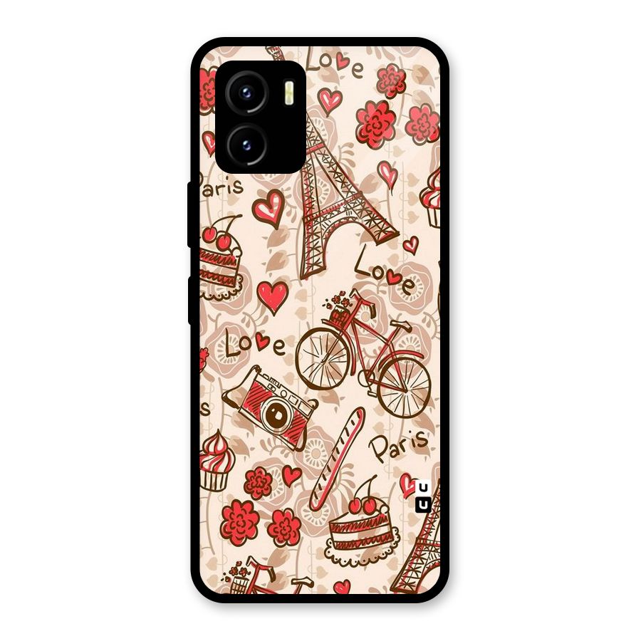 Red Peach City Glass Back Case for Vivo Y15s