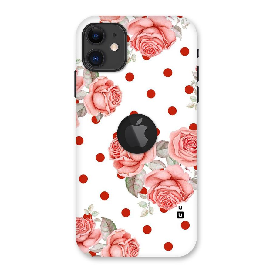 Red Peach Shade Flowers Back Case for iPhone 11 Logo Cut