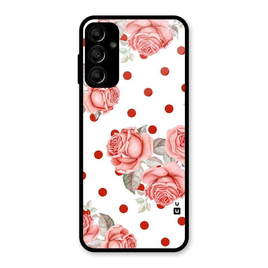 Red Peach Shade Flowers Glass Back Case for Galaxy A14 5G