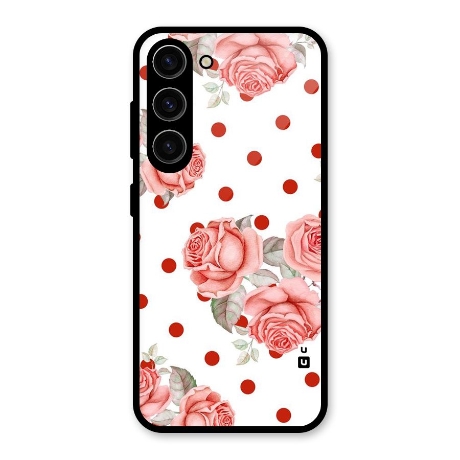Red Peach Shade Flowers Glass Back Case for Galaxy S23