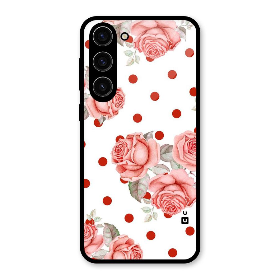 Red Peach Shade Flowers Glass Back Case for Galaxy S23 Plus