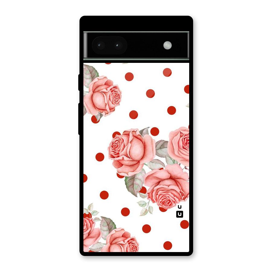Red Peach Shade Flowers Glass Back Case for Google Pixel 6a